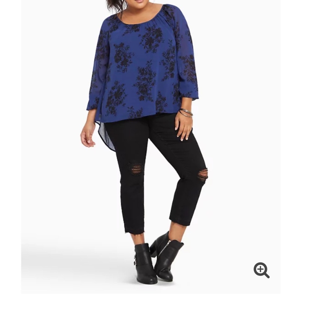FLORAL PRINT CHIFFON TULIP BACK TOP - Picture 3 of 3